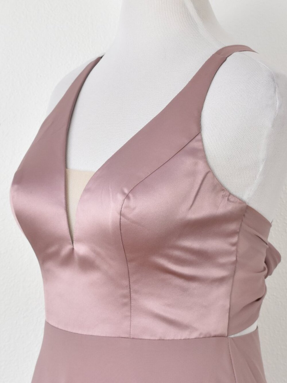 Sorella Vita 9318 Dusty Rose Satin and Chiffon Strappy V-Neck Formal Dress - 12 - Picture 3 of 9